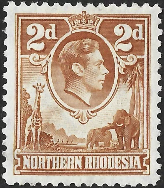 Northern Rhodesia 1938-52 KGVI  2d Yellow-Brown  SG.31 Mint (Hinged)    Cat:£50
