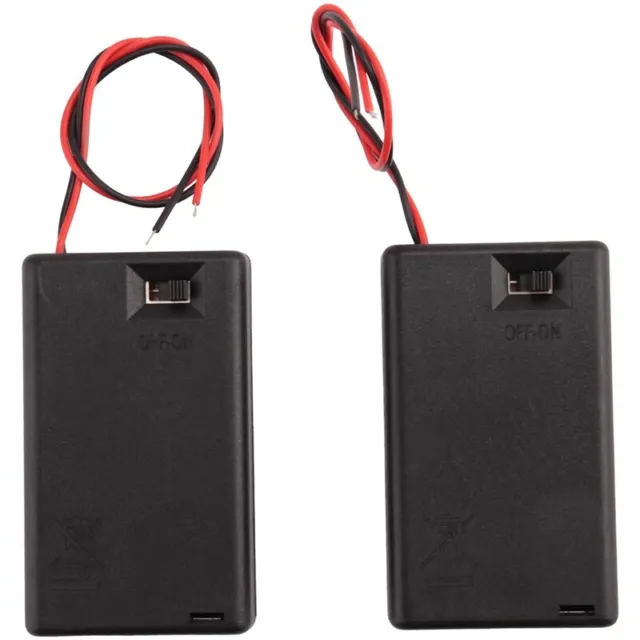 2 Pcs 3 x AAA 4.5V Battery Holder Case Box Wired ON/OFF Switch w Cover N6X32458