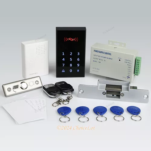 New RFID Access Control System Kit Set With Door Strike Lock+ 2Remote Controls