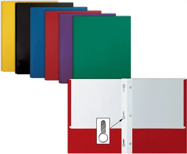 Letter Size Paper Portfolios by Better Office Products, Case of 100, Assorted Pr