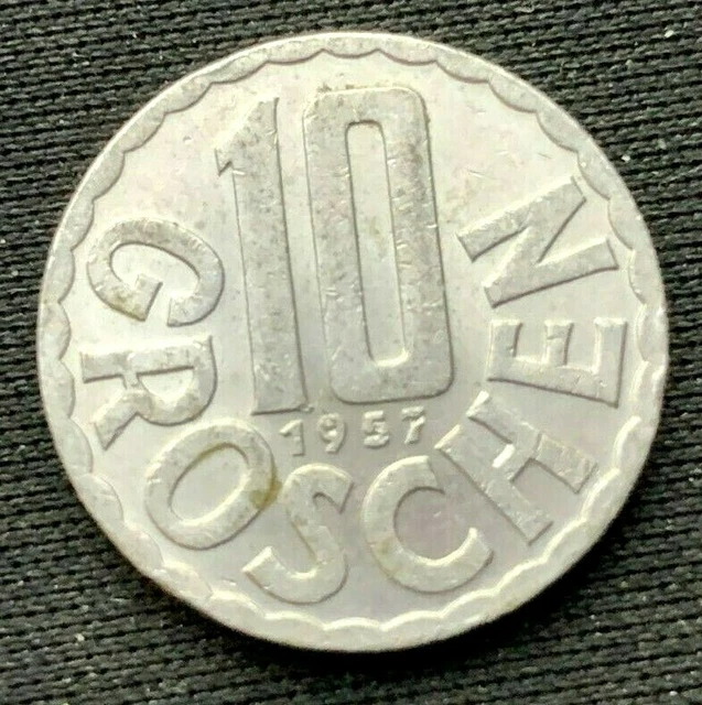 1957 Austria 10 Groschen Coin AU    Aluminum World Coin   #K1398 2