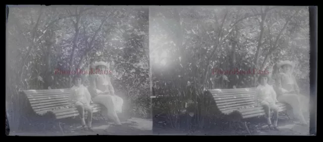 Famille Photo Plaque de verre Amateur c1930 NEGATIVE Stereo Vintage PL28L8n4