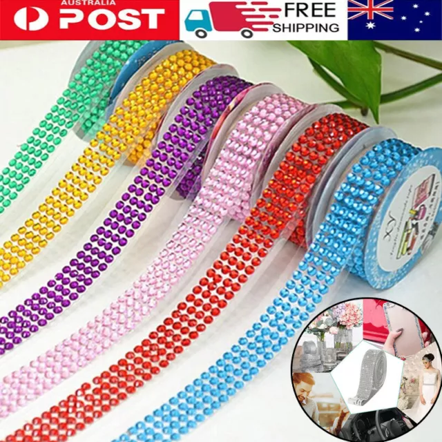 Self Adhesive Crystal Rhinestone Diamond Ribbon DIY Sticker Roll Crafts Decor