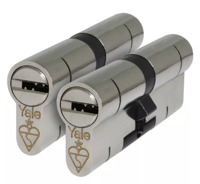 Yale Superior Anti-Snap Keyed-Alike Euro Cylinder Pair- 45/50 Nickel 6 keys!