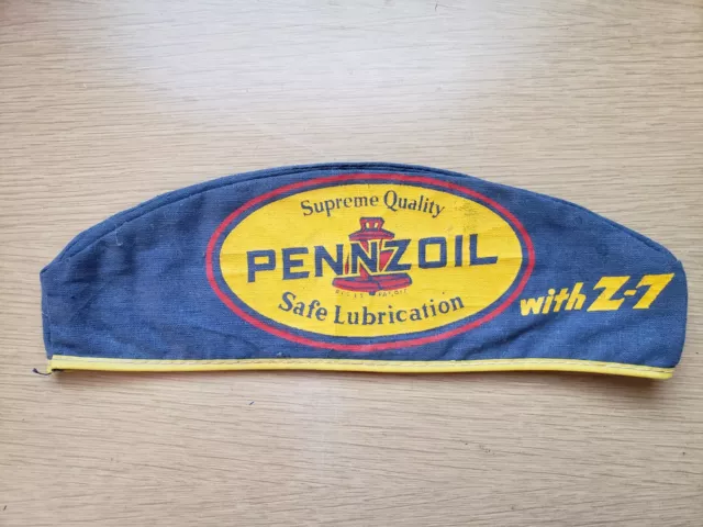 Motor Oil Cloth Attendant Cap Jerk Hat Gas Service Station Advertising Pennzoil
