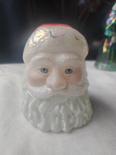 Fenton Glass Hand Painted Santa Claus Fairy Lamp Signed Candle Light