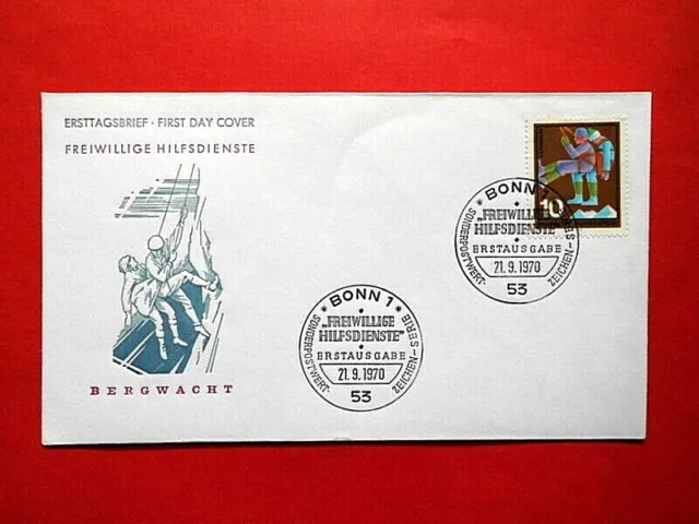 Brief Ersttagsbrief Ganzsache BRD 1970 Freiwillige Hilfsdienste Mi. Nr. 630 FDC