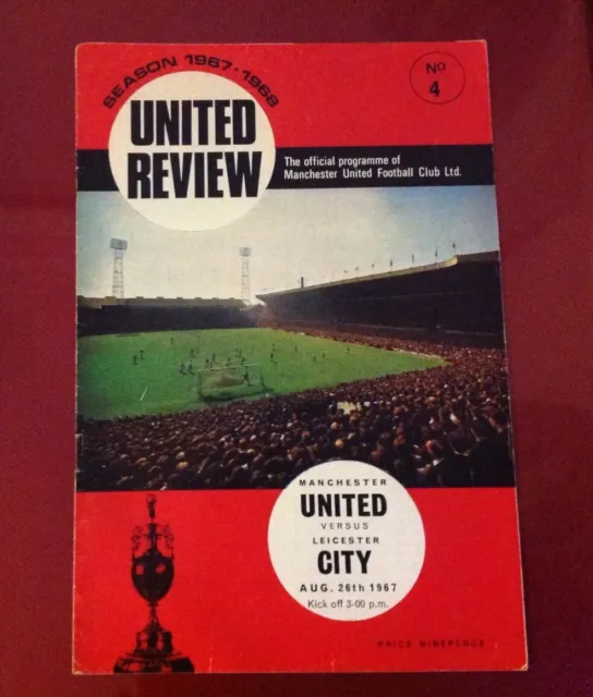 1967/68 Manchester United  v Leicester City .Div 1. 26/08/67. Good Condition.