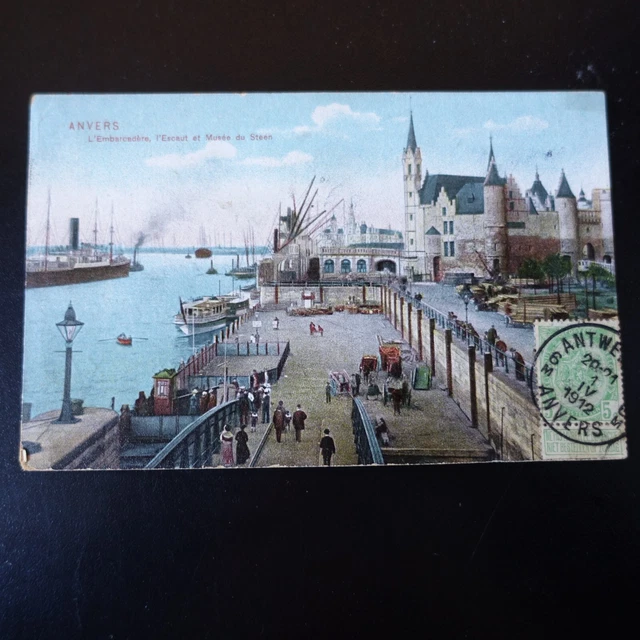 1912 BELGIQUE - CPA ANVERS L'EMBARCADÈRE L'ESCAUT pour LA FRANCE TAXÉ avec N°29