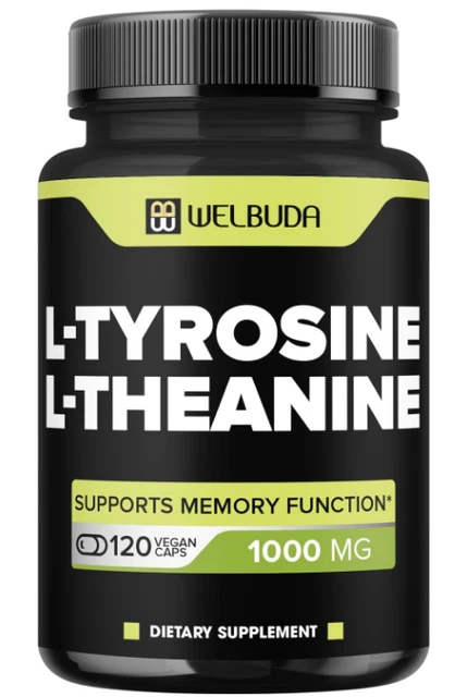 L-Tyrosine Supplement Capsules with L-Theanine 1000mg - 120 Capsules