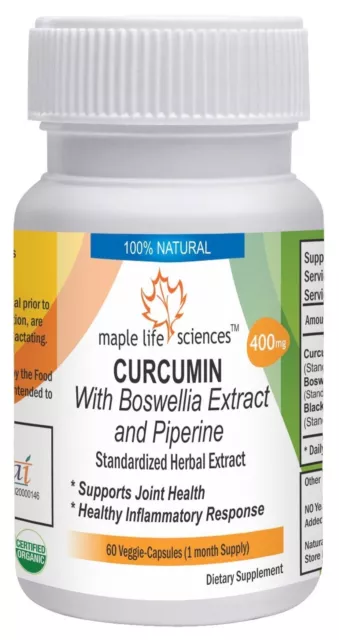 CURCUMIN & BOSWELLIA + PIPERINE capsules 400 mg each ANTI-INFLAMMATORY 3