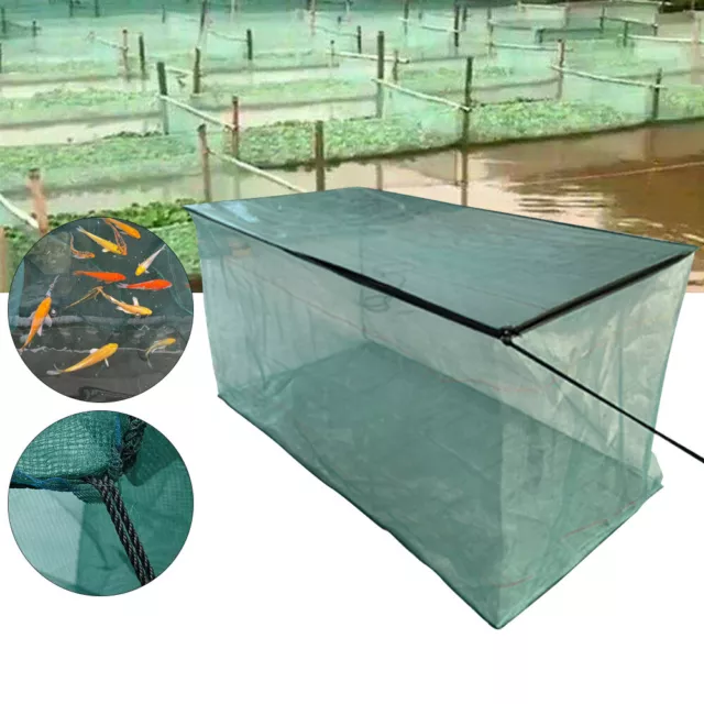 Red de monofilamento de cría de jaula de peces nido trampa rana cultivo redes verde fundido