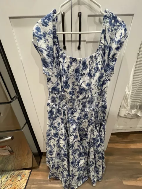 inc international concepts Sleeveless Dress Blue And White Size 1X