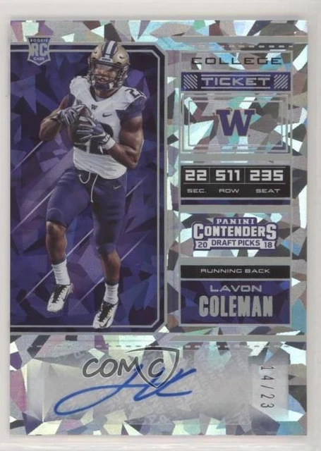2018 Contenders Draft Picks Cracked Ice Ticket /23 Lavon Coleman Rookie Auto RC