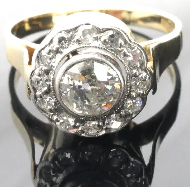 Wundervoller Gold-Ring 585 14K Gelbgold mit DIAMANTEN im Rosenschliff 0.55 ct.**