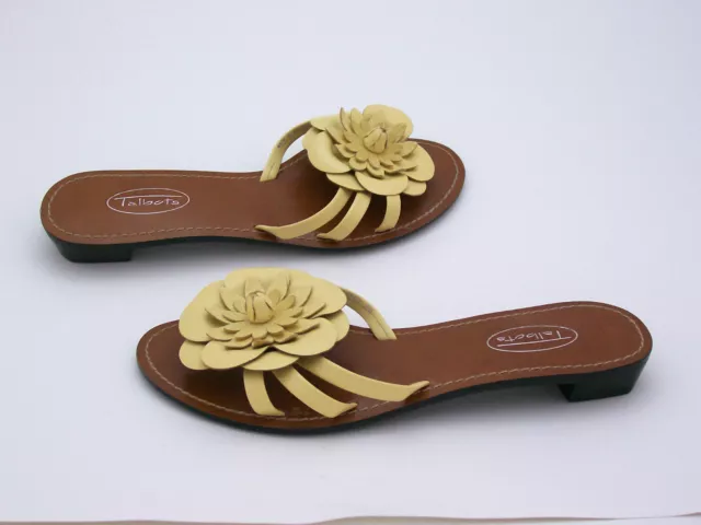 Neuf Talbots Femmes Jaune Véritable Sandales Cuir Mocassin Fleur 1 " Talon 6B