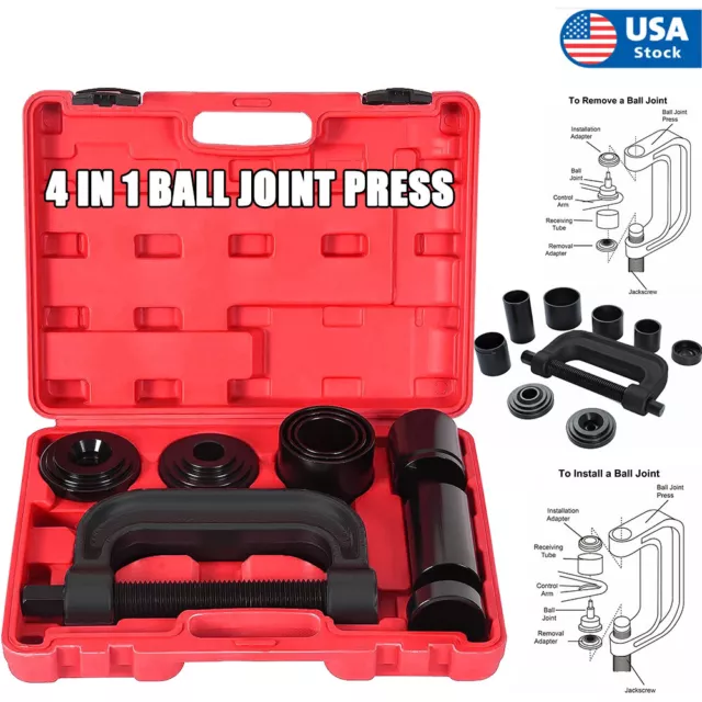 Professional Ball Joint Press Set Bushing Removal Tool Kit with 4WD Adapters US