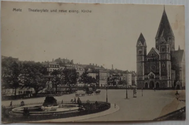 Metz 57 CPA Theaterplatz Und New Evang. Church Good Condition 1914