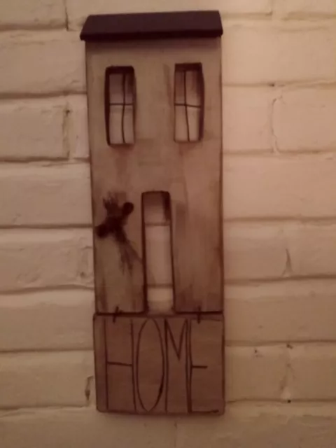 Farmhouse Rustic Distressed Wood/Metal "Home" Hanging Wall Decor