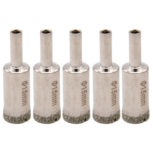 5pcs Glass Drill Bit - 15mm Diamond Coated Hole Saw Drill Bits for Glass Marble