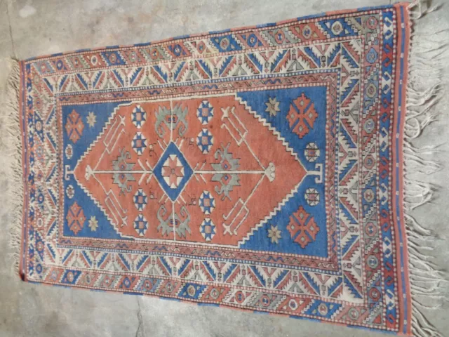 Ancien Grand TAPIS Oriental ou Persan en laine dans le style Kilim 2