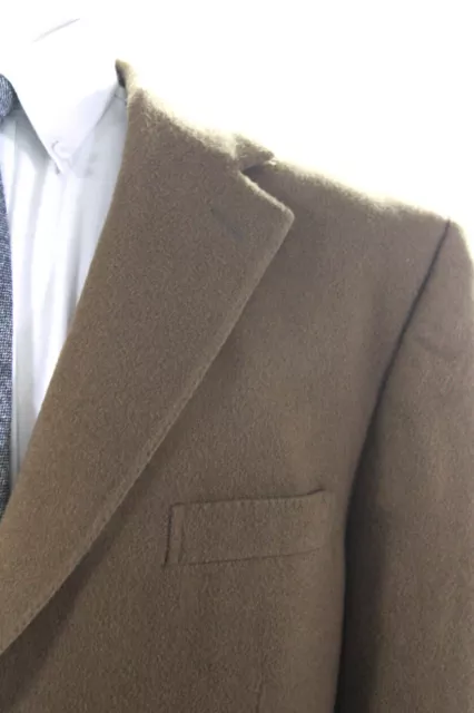 Ermenegildo Zegna Mens Camel Textured Buttoned Collared Blazer Brown Size EUR58 2