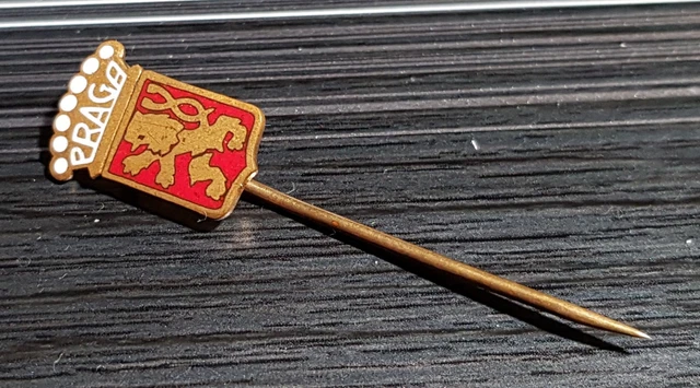 Praga Anstecknadel rot weiß emailliert - Maße 11x16mm