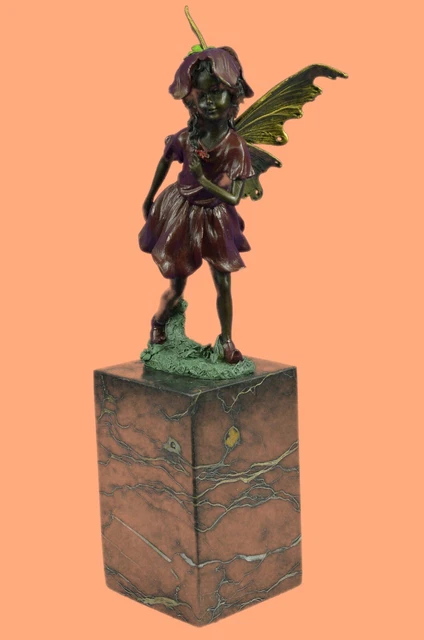 Mariposa Ángel Ninfa Fairy Fantasy Art Elegante Bronce Mármol Estatua De Decor