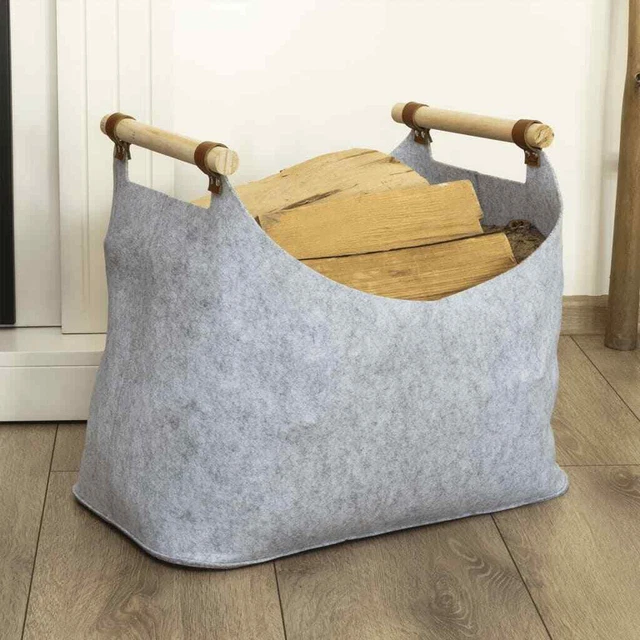 HI Cesta de fieltro con 2 asas gris 54x30x40 cm HI