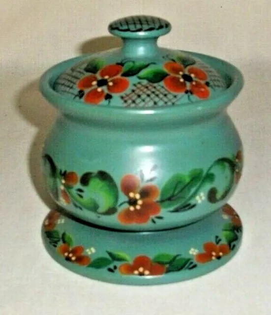 Norwegian Rosemaling Wood Covered Trinket Box Signed Folk Art