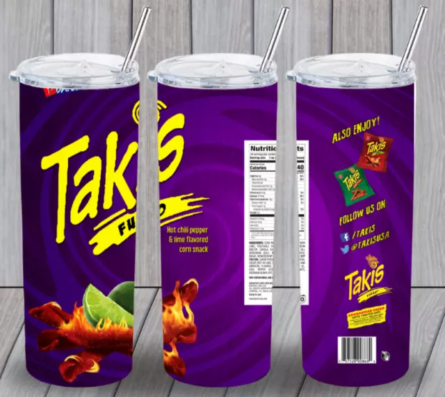 Takis Fuego Multicolor 20oz Insulated Tumbler With Box Lid Clear Straw New