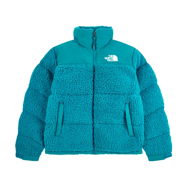 The North Face Nuptse Sherpa Alto Pile Bomber Giubbino Taglia L Porto Blu
