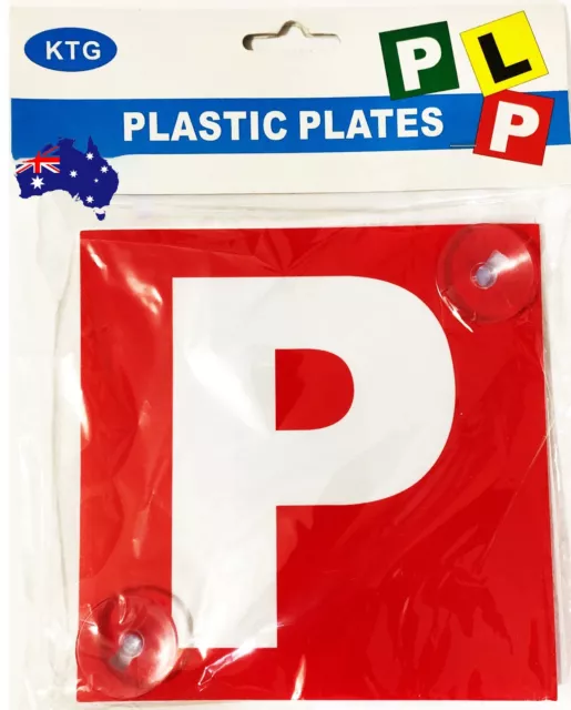 2 Pack Probationary Red P Plates  Stay Put magnetic Disks Pair Plastic Ps