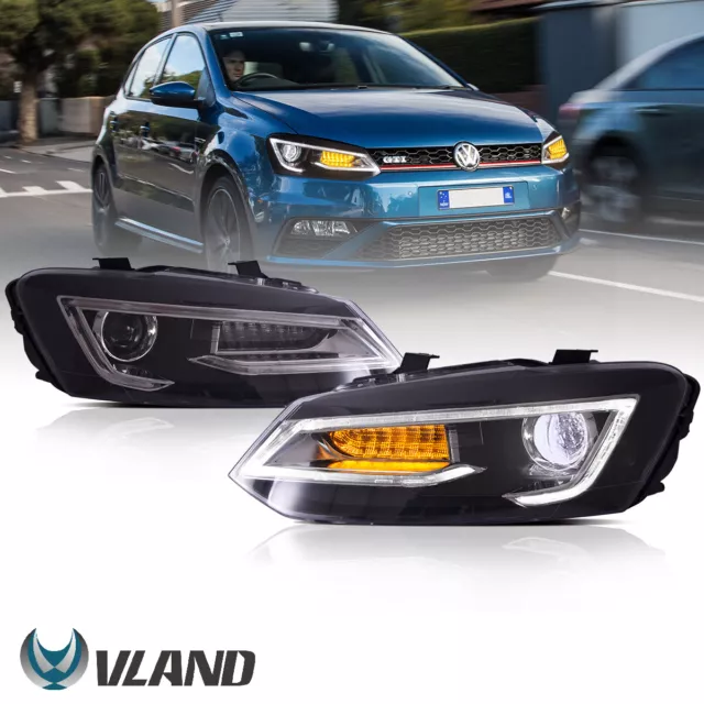 VLAND LED Frontscheinwerfer für VW Polo MK5 2009-2016 6R 6C TDI TSI Scheinwerfer