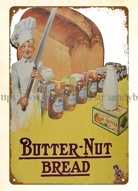 bedroom wall retro decor 1950s Butter-Nut Bread metal tin sign