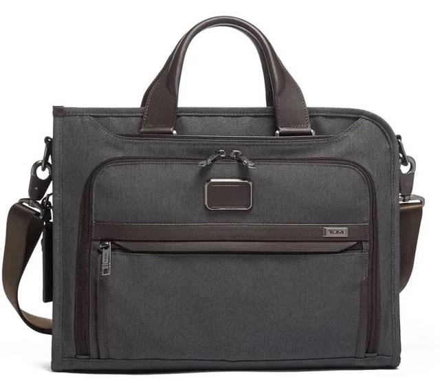 TUMI - ALPHA 3 SLIM DELUXE PORTFOLIO BRIEFCASE - Anthracite Gray - Brand New