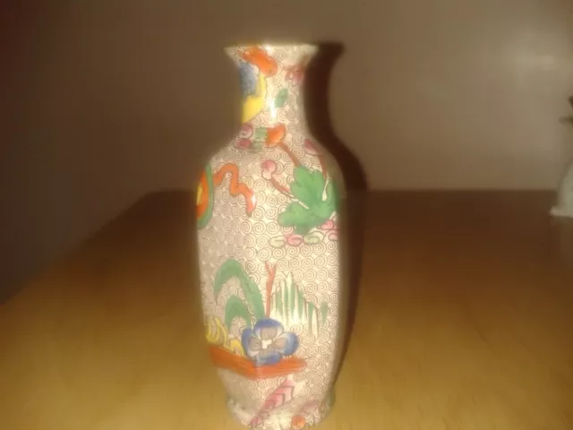 Vintage Chinese ceramic bud posy vase.Abstract/floral. (C5)