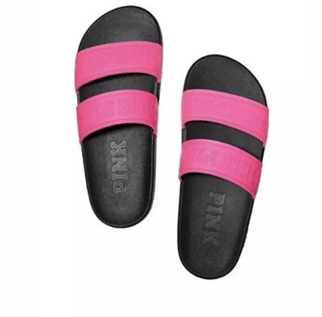 New Victoria's Secret PINK Double Strap Sport Slides Sandal M 7-8