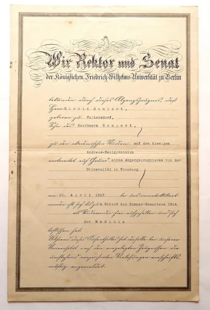 1914 Max Planck Hand Signed Diploma Nobel Prize Physics Win Berlin University 2