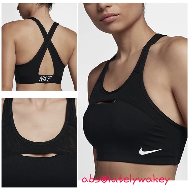 Nike Classico Swoosh Moderno Donna Medio Sostegno SPORTS Reggiseno Nero Drifit