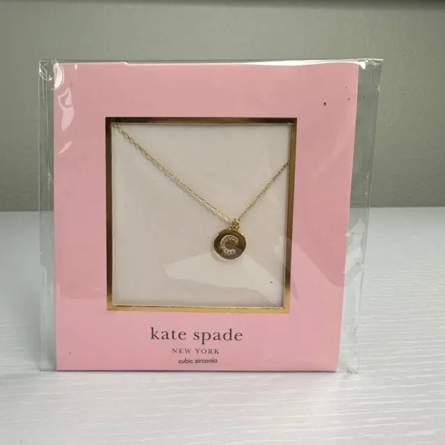 Kate Spade C Initial Pave Initial Mini Pendant Necklace Gold tone