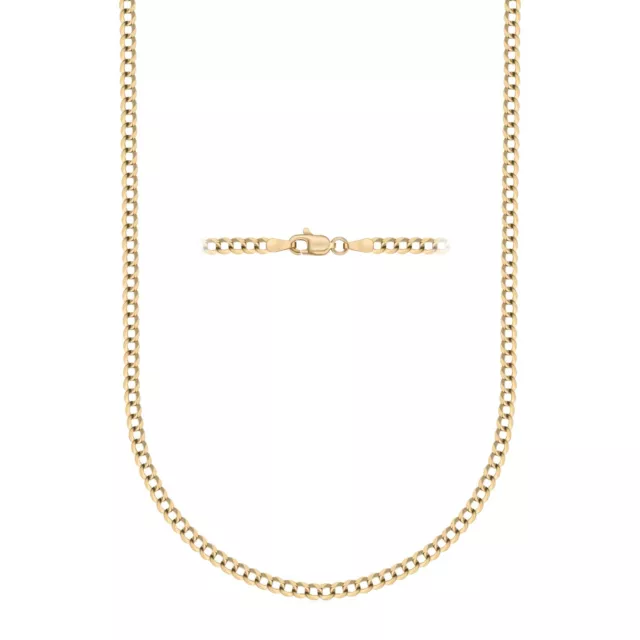 10K Gold 3.5mm Cuban Curb Link Chain Necklace - Yellow, White & Rose Gold UNISEX