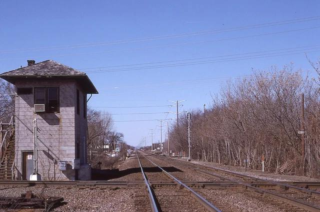 T: Orig Slide CNW North Western + E&JE Interlocking Tower - Barrington IL 1994