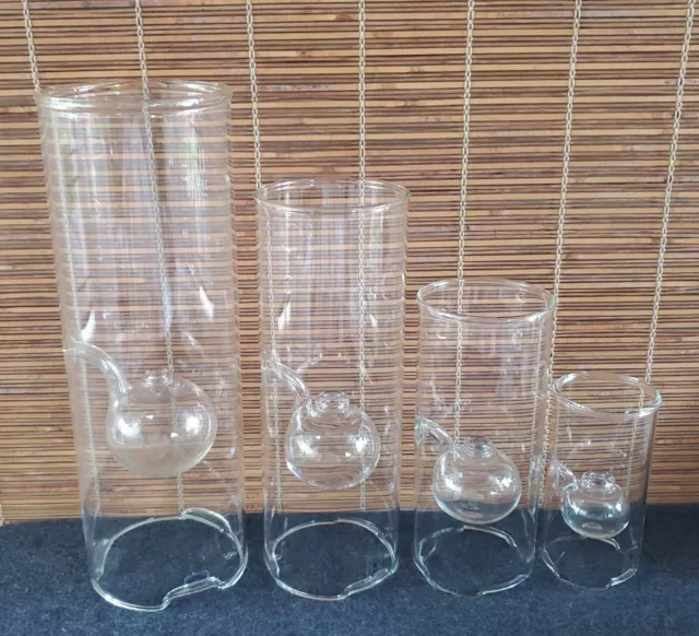 Wolfard Glass (4) Oil Lamps 15in 12in 9in 6in NO GLASS WICKS