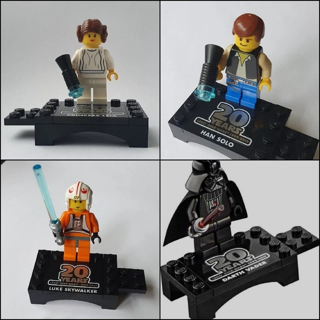 Lego Star Wars Minifigures. 20th Anniversary Darth Vader, Luke, Han Solo, Leia.