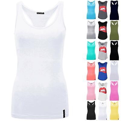 Women Ladies Muscle Racer Back Sleeveless Cotton Casual Gym Summer Tank Vest Top
