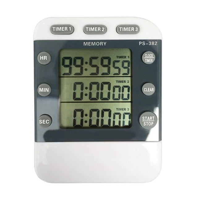 Temporizador de alarma digital de cocina de 3 canales alimentado por batería para planificador niños maestro