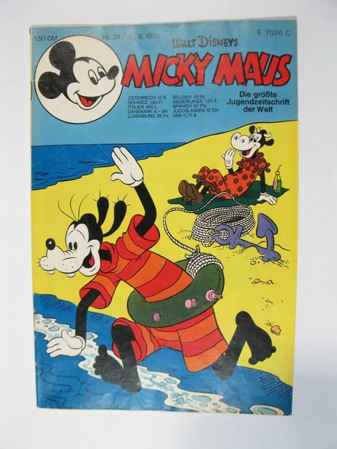 Micky Maus 1975/34  Originalheft vom 23.8.75  im Z (1-2 oS). 75963