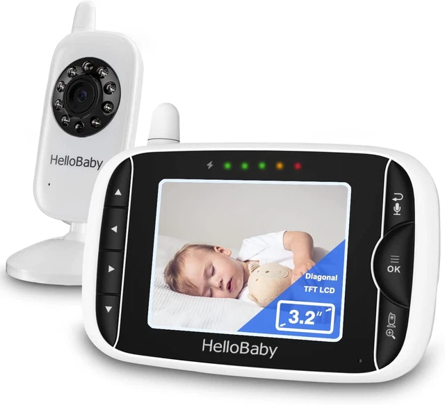 Monitor de video para bebé con cámara y audio - Monitor para cámara para bebé de 3.2 pulgadas Disco LCD