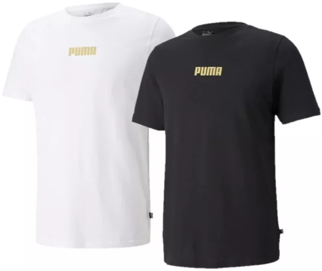 ✅ PUMA FOIL Herren T-Shirt Freizeit Fitness Sport Sommer Weiß Schwarz Gold S-XXL
